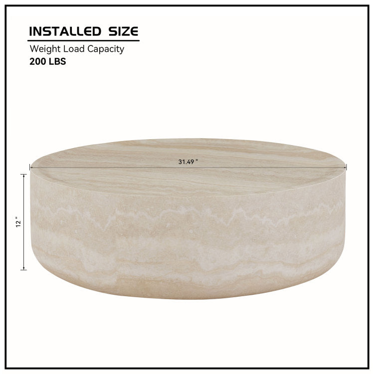 31.49'' Faux Mars Pattern Coffee Tables For Living Room Round Tea Table For Living Room, No Need Assembly