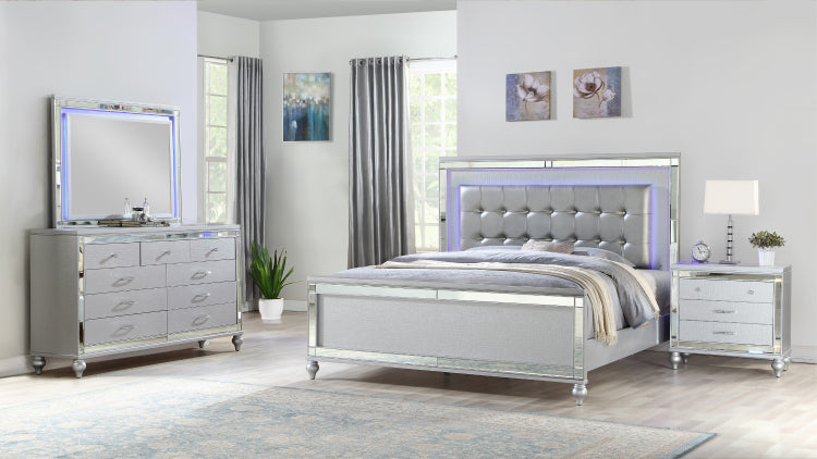 Sterling King 4 Pc Led Bedroom Set Made With Wood In Silver Nj Inventory