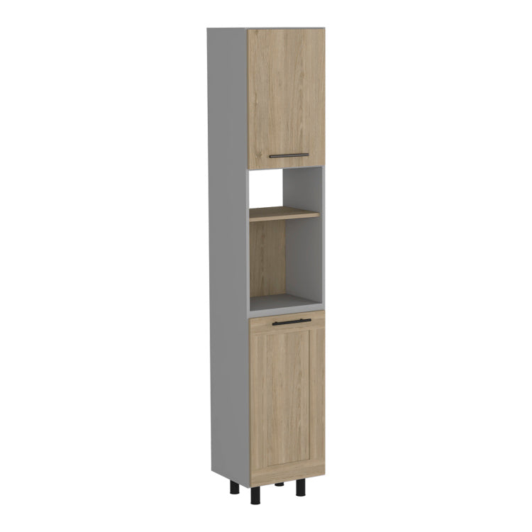 Hasselt Kitchen Pantry, Double Door, Six Shelves Light Pine