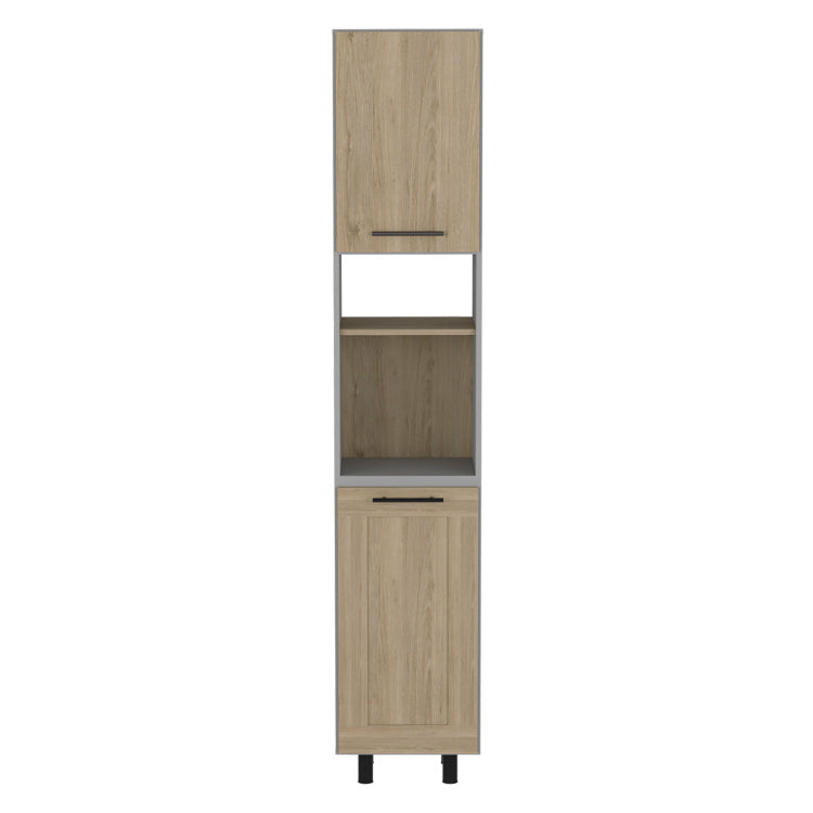 Hasselt Kitchen Pantry, Double Door, Six Shelves Light Pine