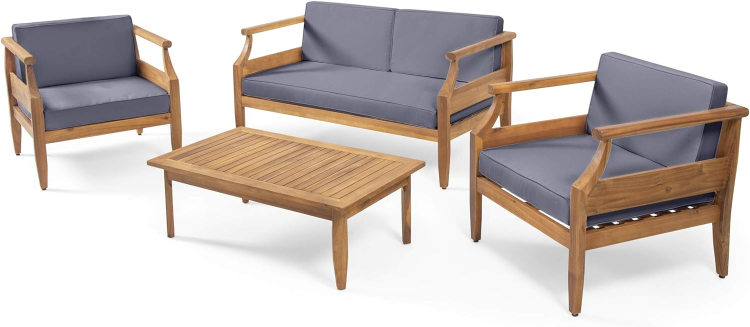 Aston Outdoor 4 Seater Chat Set With Cushions Loveseat & Coffee Table &Club Chair