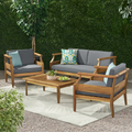 Aston Outdoor 4 Seater Chat Set With Cushions Loveseat & Coffee Table &Club Chair