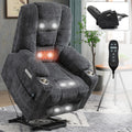 Emon'S Large Power Lift Recliner Chair With Massage And Heat For Elderly, Overstuffed Wide Recliners, Heavy Duty Motion Mechanism With Usb And Type C Ports, 2 Steel Cup Holders, Gray