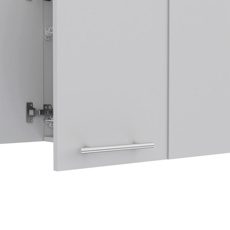 Wall Cabinet 24" H, Four Doors, With Two Internal Shelves And Internal Plate And Glass Organizer, White