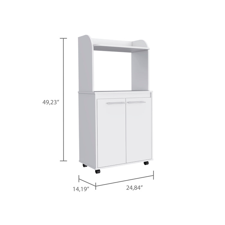 Rockford Kitchen Cart, Open Shelf, Double Door Cabinet, Two Interior Shelves
