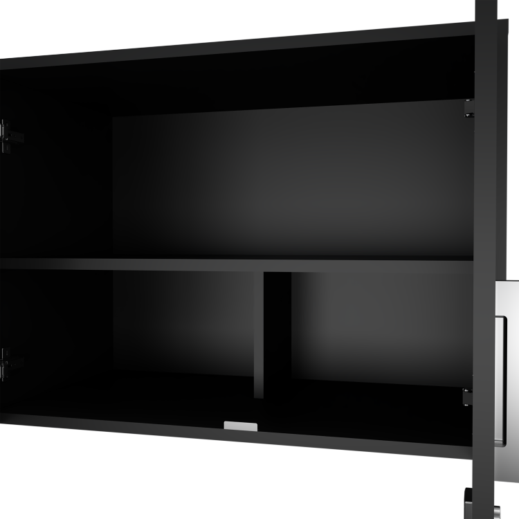 Wall Storage Cabinet 20" H, Two Doors, Three Internal Shelves, Black