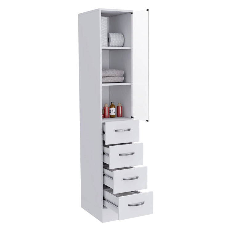 Preston Linen Cabinet, Three Shelves, Four Drawers