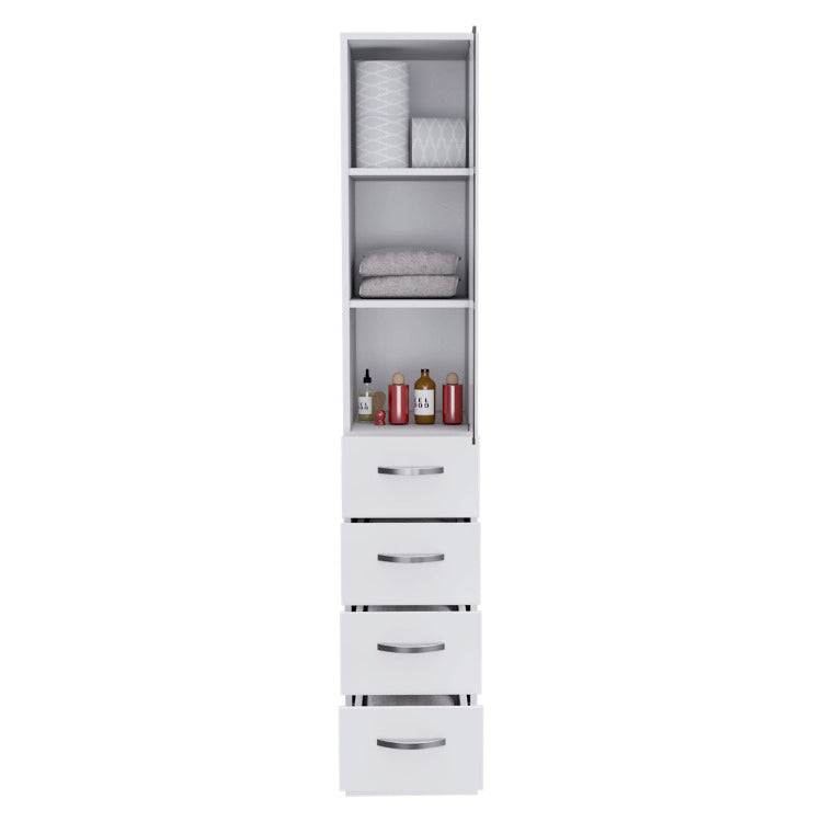 Preston Linen Cabinet, Three Shelves, Four Drawers