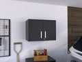 Wall Storage Cabinet 20" H, Two Doors, Three Internal Shelves, Black