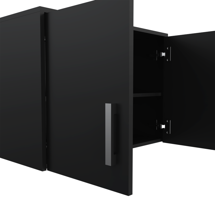 Wall Storage Cabinet 20" H, Two Doors, Three Internal Shelves, Black