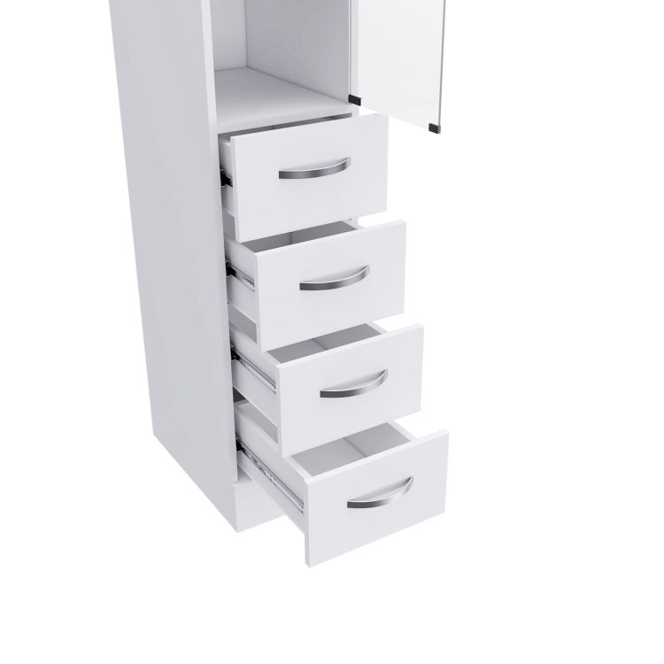 Preston Linen Cabinet, Three Shelves, Four Drawers