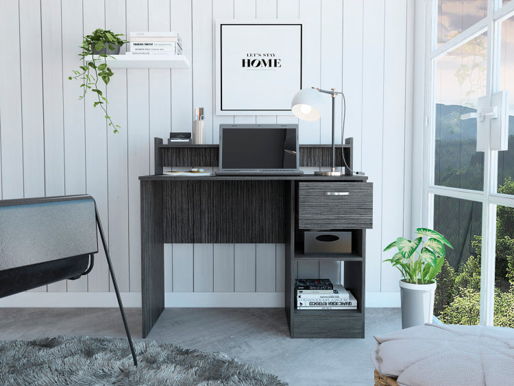 Charlotte Computer Desk With 2 Storage Shelves And Drawer