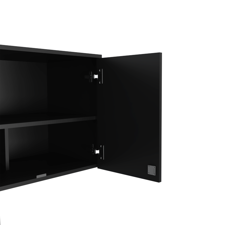 Wall Storage Cabinet 20" H, Two Doors, Three Internal Shelves, Black
