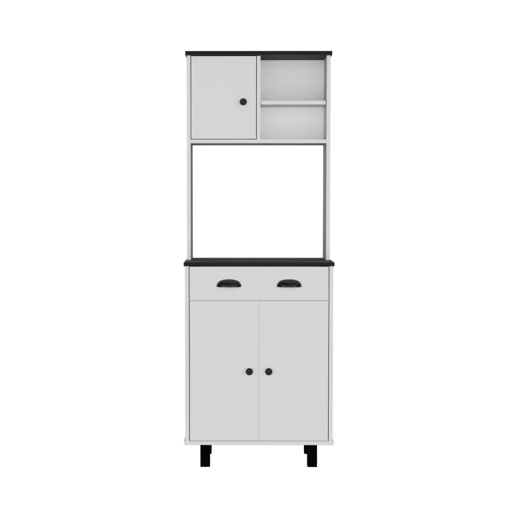 Salem Kitchen Pantry With 2 Cabinets, 2 Open Shelves, And Drawer