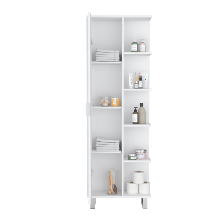 Crovie Linen 63 Inch High Bathroom Cabinet Storage Cabinet With Four Open Shelves