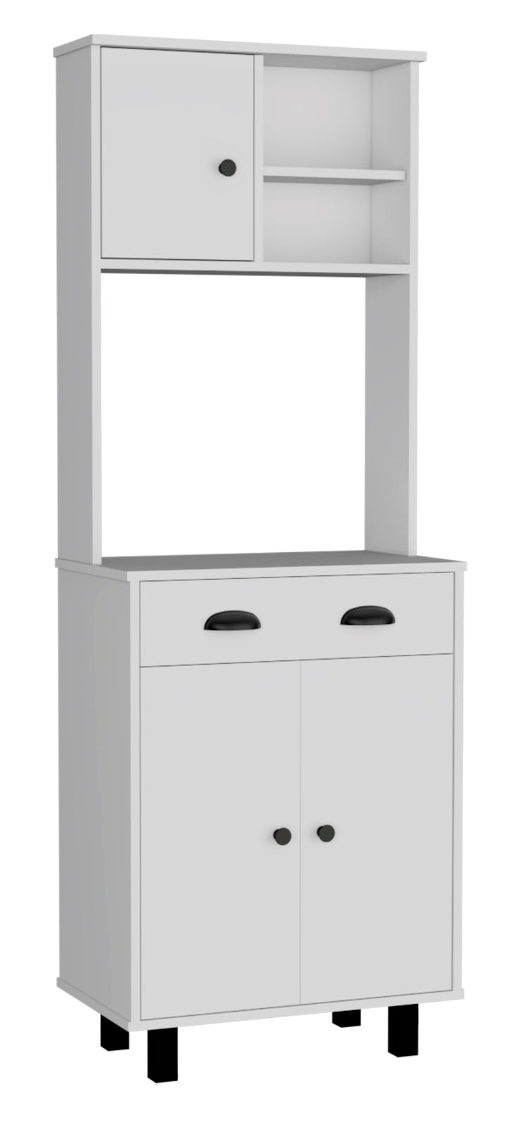Salem Kitchen Pantry With 2 Cabinets, 2 Open Shelves, And Drawer