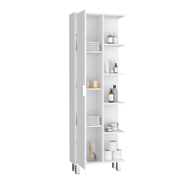 Crovie Linen 63 Inch High Bathroom Cabinet Storage Cabinet With Four Open Shelves
