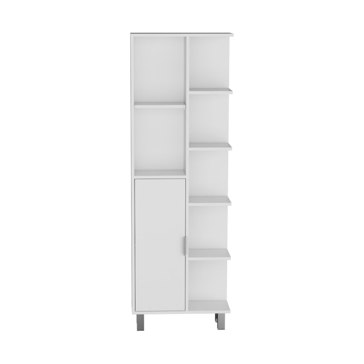 Crovie Linen 63 Inch High Bathroom Cabinet Linen Storage Cabinet With Seven Open Shelves