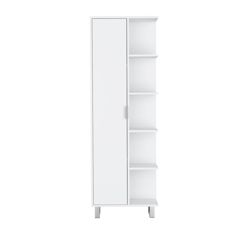 Crovie Linen 63 Inch High Bathroom Cabinet Storage Cabinet With Four Open Shelves