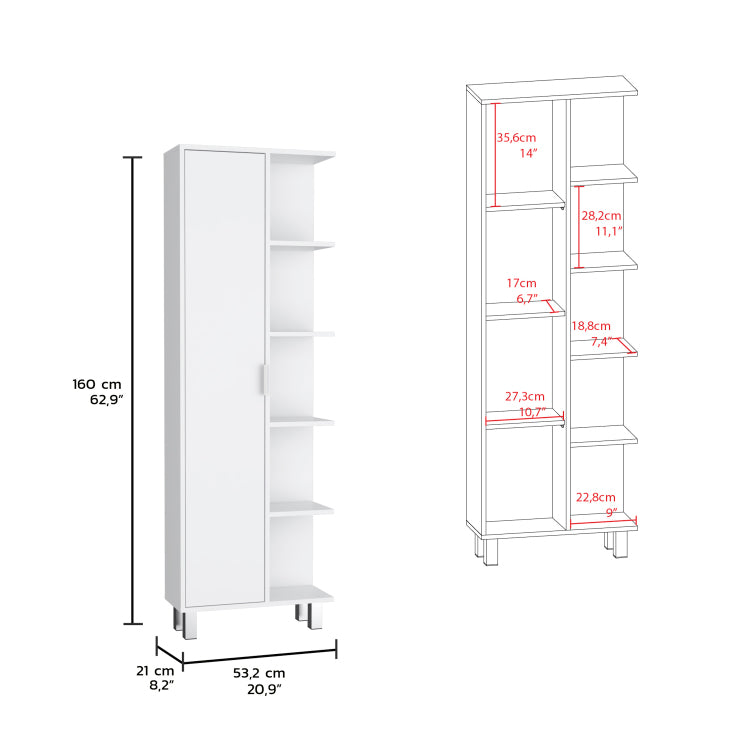 Crovie Linen 63 Inch High Bathroom Cabinet Storage Cabinet With Four Open Shelves