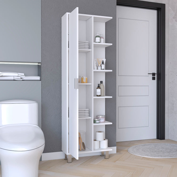 Crovie Linen 63 Inch High Bathroom Cabinet Storage Cabinet With Four Open Shelves