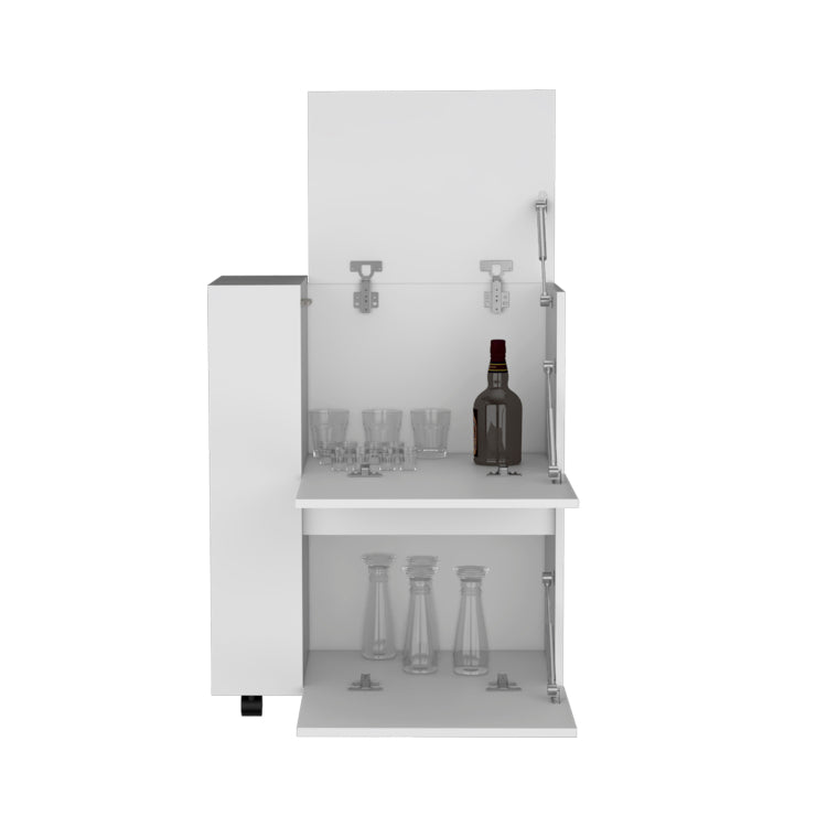 Glasgow Bar Cart Two Pull Down Door Cabinets And Two Open Shelves