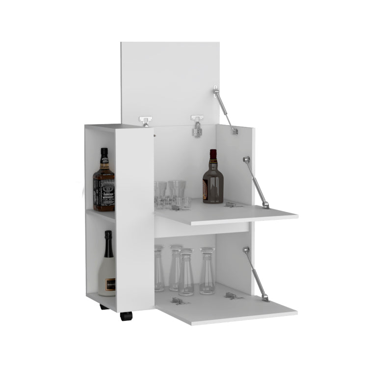 Glasgow Bar Cart Two Pull Down Door Cabinets And Two Open Shelves