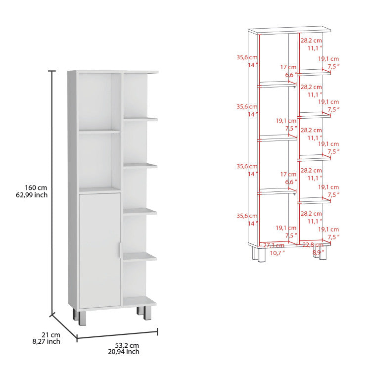 Crovie Linen 63 Inch High Bathroom Cabinet Linen Storage Cabinet With Seven Open Shelves