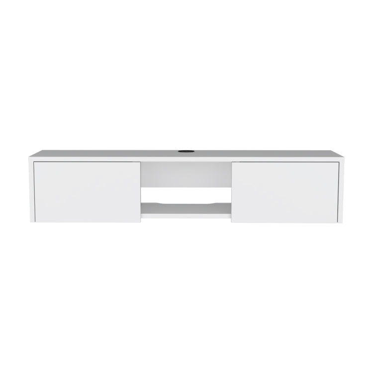 Glen Floating Tv Stand With Side Doors And Central Media Shelf