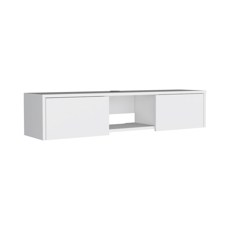Glen Floating Tv Stand With Side Doors And Central Media Shelf