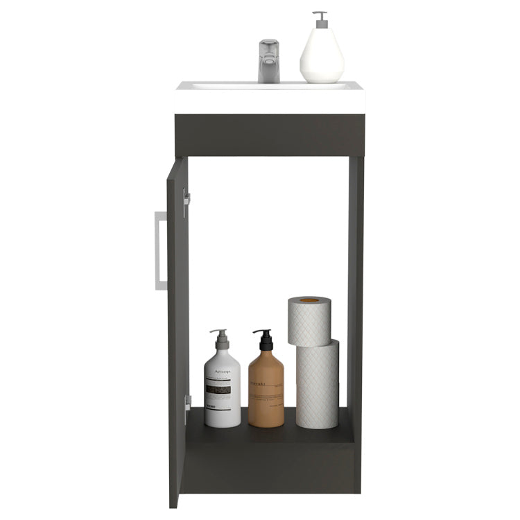 Madrid Bathroom Vanity Sink, Metal Handle, Single Door Cabinet Black