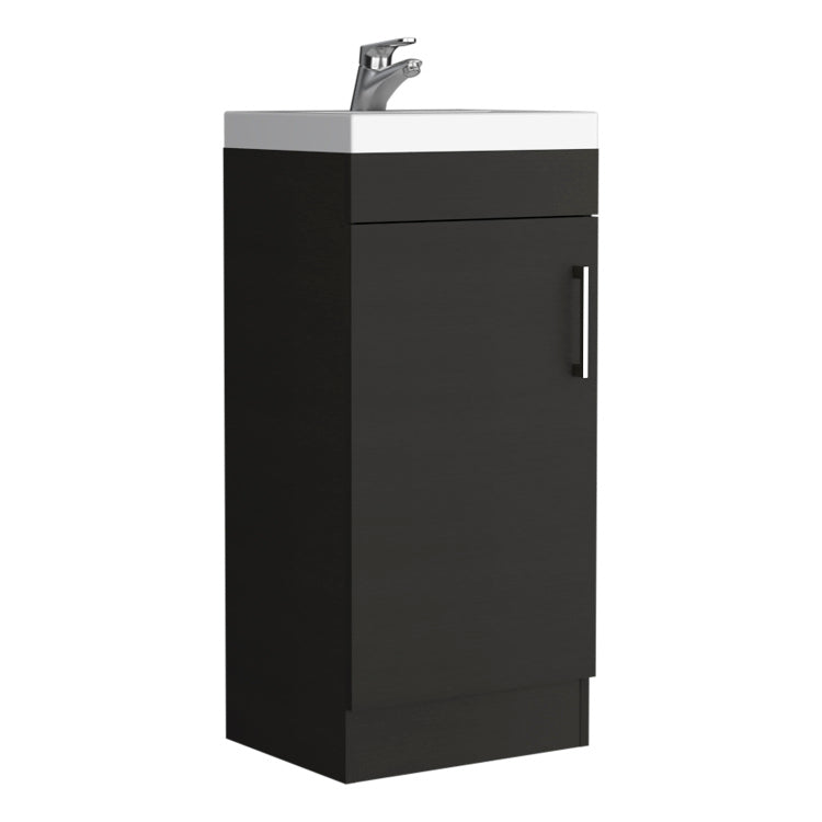 Madrid Bathroom Vanity Sink, Metal Handle, Single Door Cabinet Black