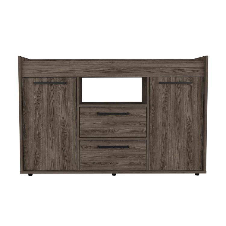 Lyon Sideboard, Two Drawers, Double Door Cabinets Dark Walnut