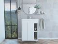 24" Meka Vanity, Two External Shelves, Double Door Cabinet White