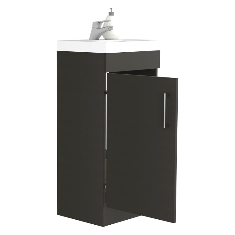 Madrid Bathroom Vanity Sink, Metal Handle, Single Door Cabinet Black