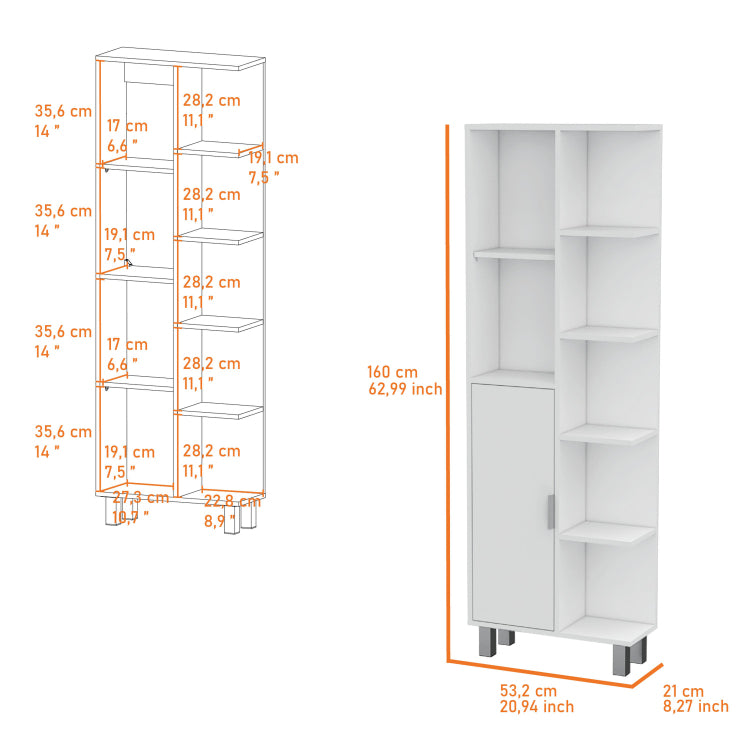 White 9 Shelf Linen Cabinet