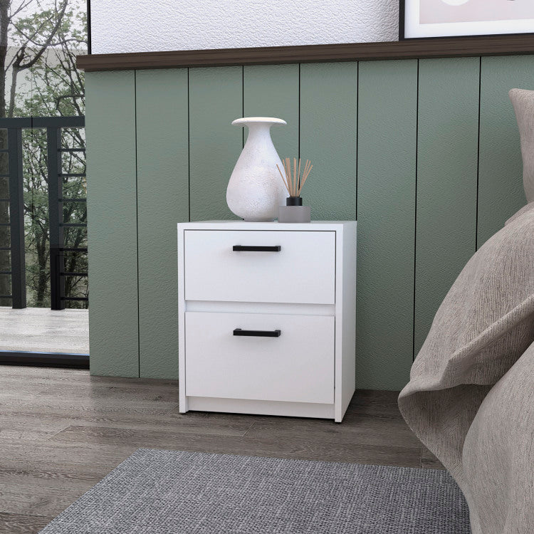 White 2 Drawer Nightstand