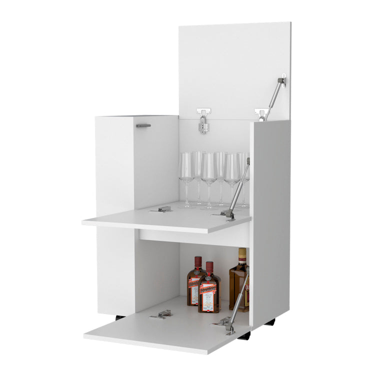 White 2 Cabinet Bar Cart