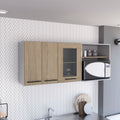 Hasselt Wall Cabinet, Double Door, Glass Cabinet, Rack Light Pine