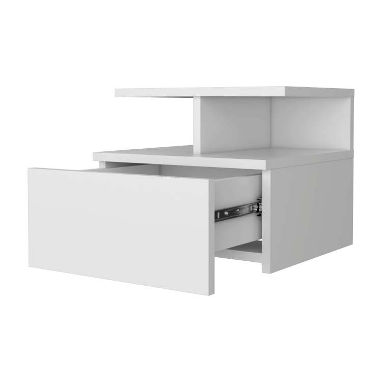 White 1 Drawer Floating Nightstand