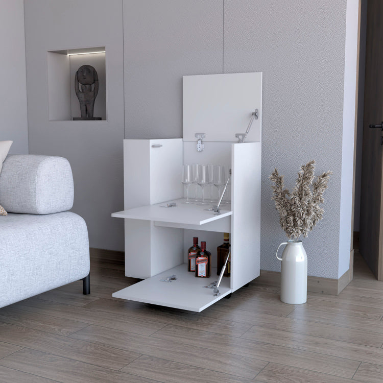 White 2 Cabinet Bar Cart