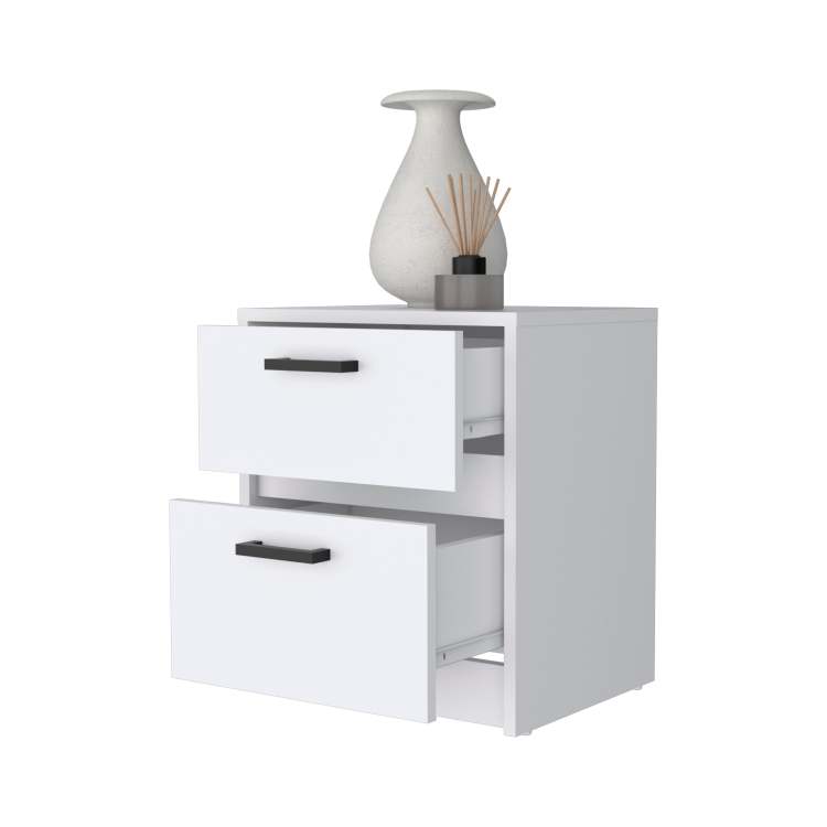 White 2 Drawer Nightstand