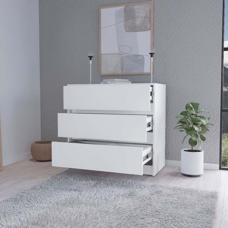 White 3 Drawer Dresser