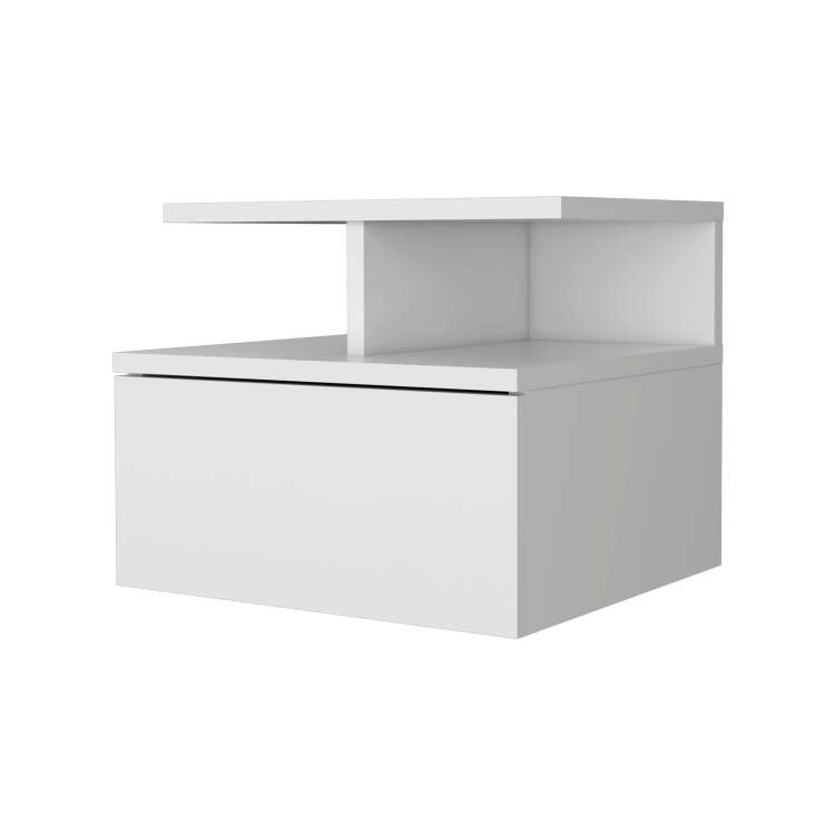 White 1 Drawer Floating Nightstand