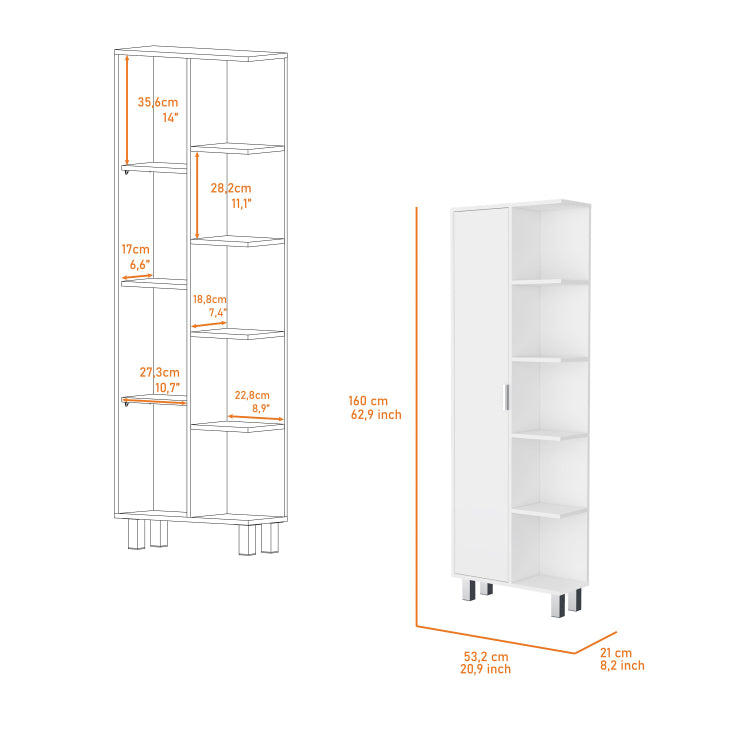 White 1 Door Linen Cabinet
