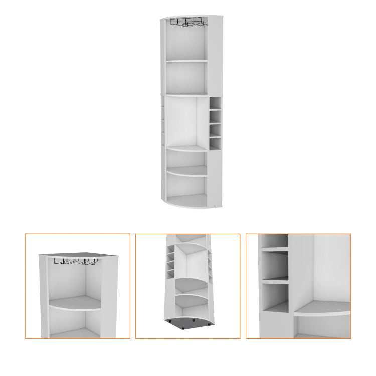 White 5 Large Shelves Corner Bar Cabinet