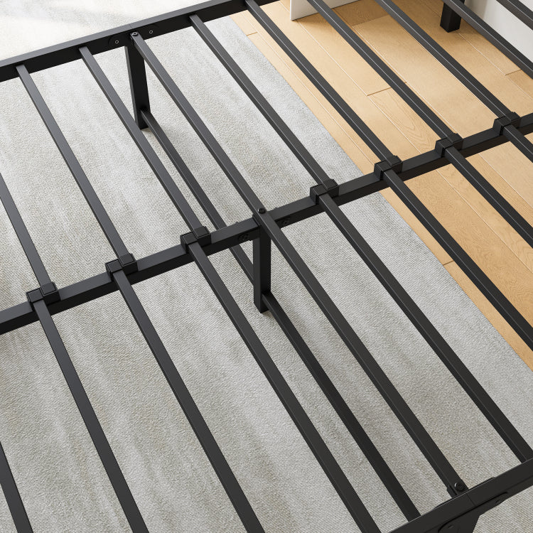 Metal Platform Bed Frame, Victorian Style Headboard Footboard Under Bed Storage No Box Spring Needed Full Size Black