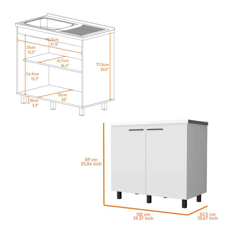 White 2 Utility Sink And Cabinet