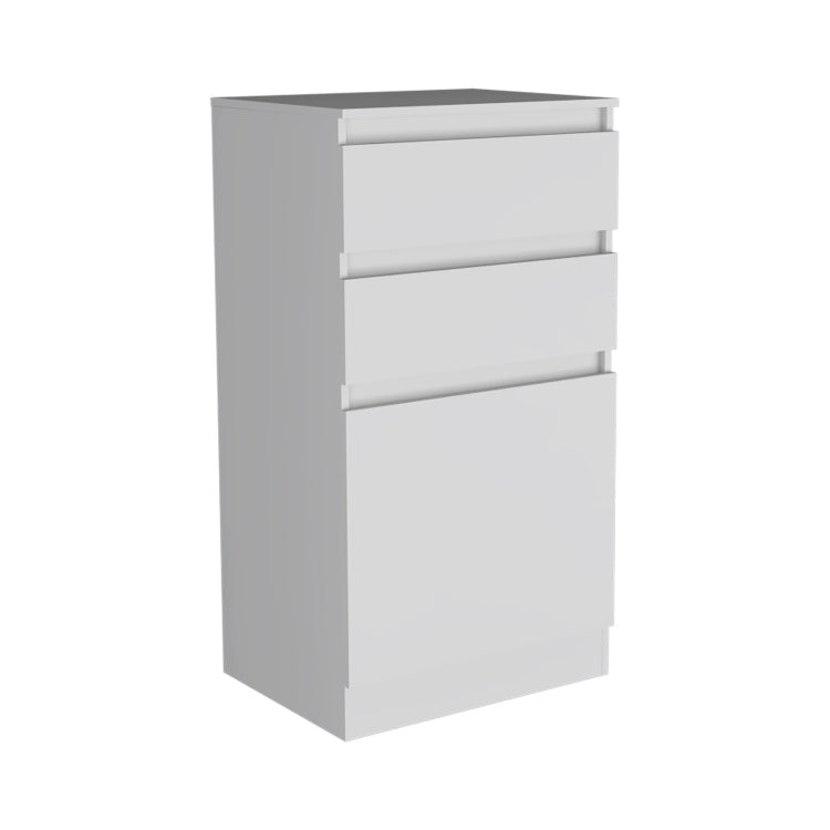 Dresser 43"H, Jewelry Box, Mirror, Single Door Cabinet, Two Drawers, White