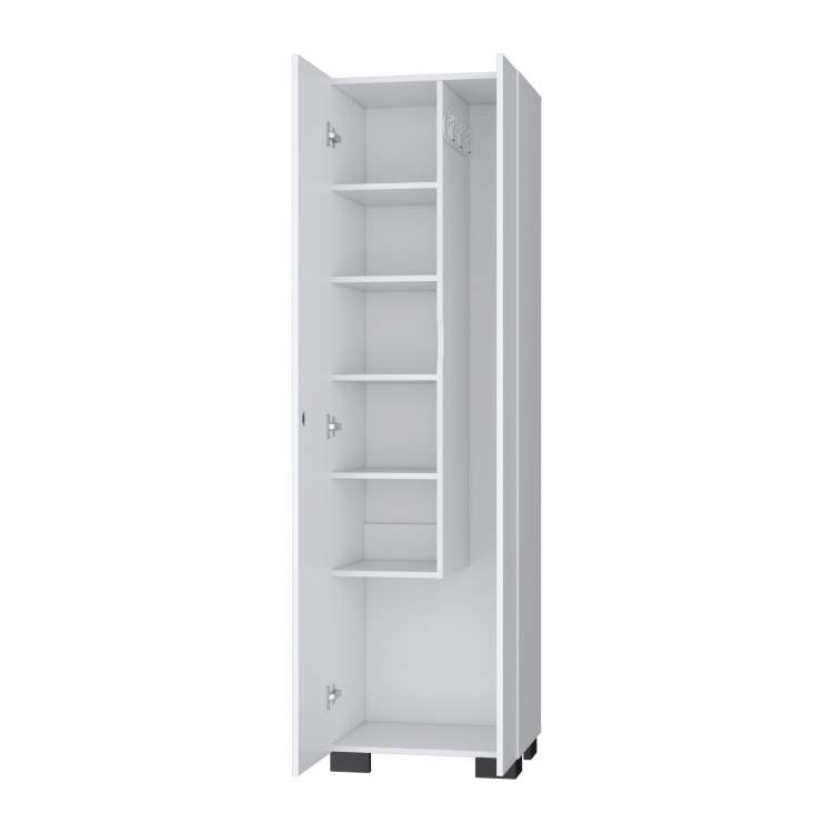 White Storage Shelves Broom Cabinet